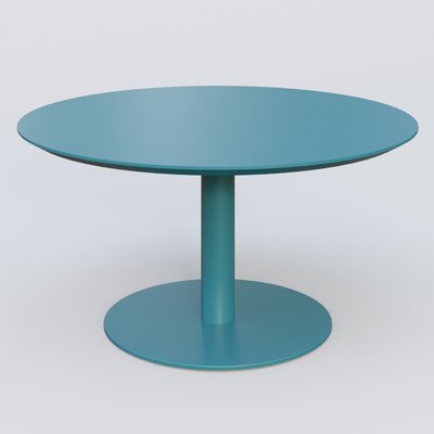 [Pas de famille] - [Pas de sous famille] - Table Basse Fashion Styl piètement colonne en métal et plateau bois. Plateau Bleu Petrole (RAL 5025) et pietement Bleu Petrole (RAL 5025).