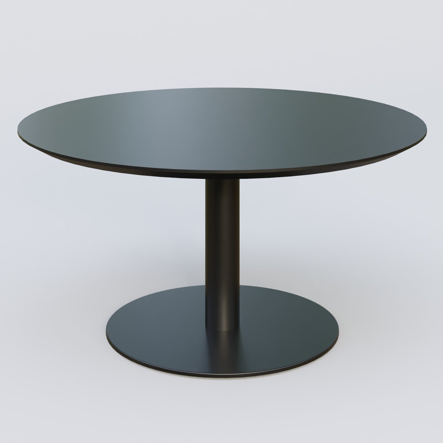 Table Basse Fashion Styl piètement colonne en métal et plateau bois. Plateau Noir (RAL 9005) et pietement Noir (RAL 9005).