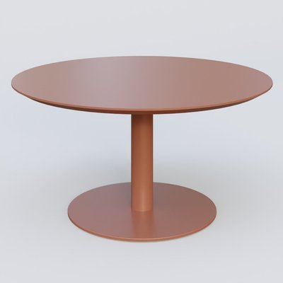 [Pas de famille] - [Pas de sous famille] - Table Basse Fashion Styl piètement colonne en métal et plateau bois. Plateau Brun cuivré (RAL 8004) et pietement Brun cuivré (RAL 8004).