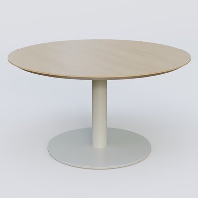 [Pas de famille] - [Pas de sous famille] - Table Basse Fashion Styl piètement colonne en métal et plateau bois. Plateau Chêne et pietement Gris (RAL 7038).
