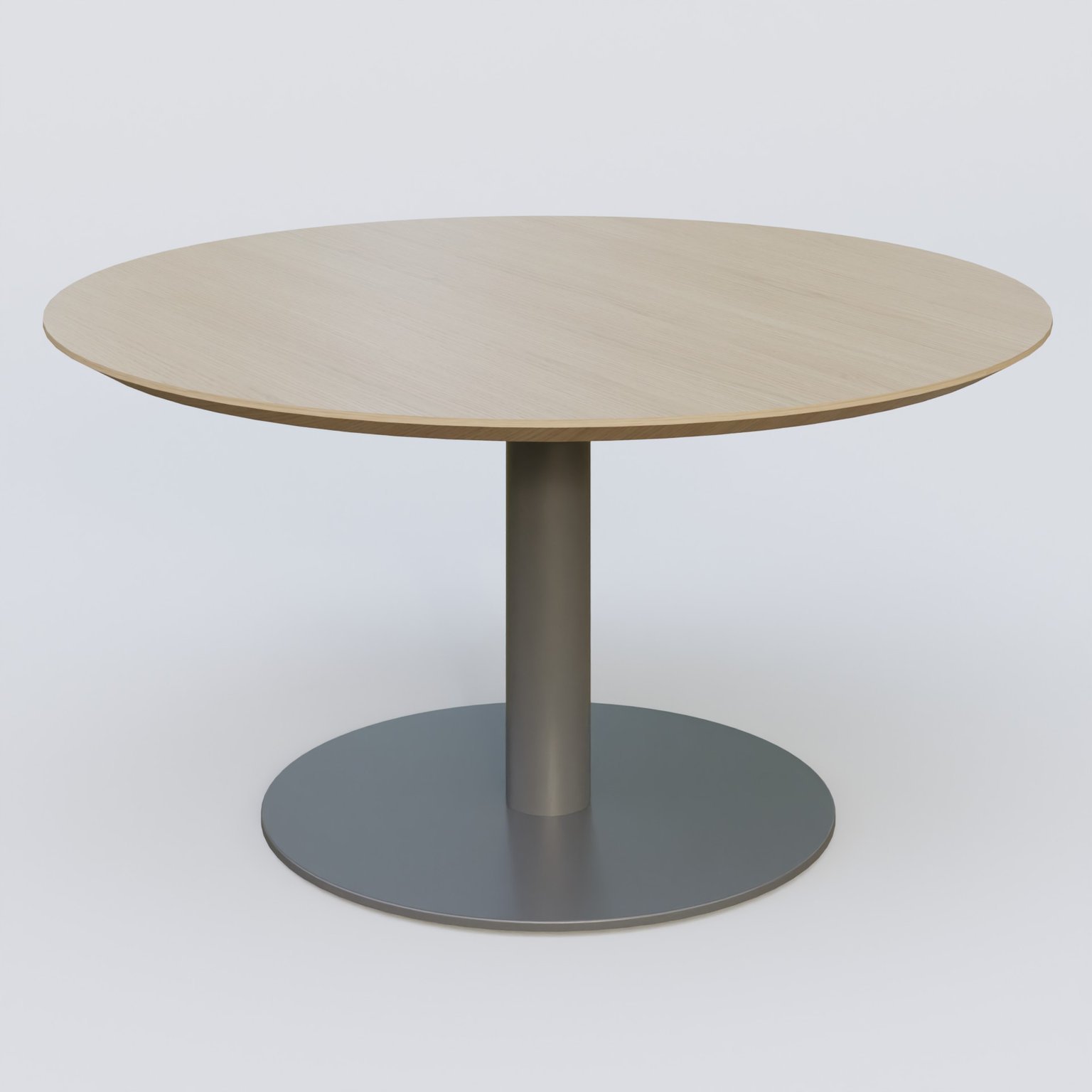 Table Basse Fashion Styl piètement colonne en métal et plateau bois. Plateau Chêne et pietement Carbon Grey.