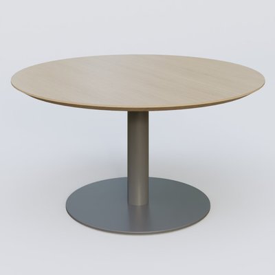 [Pas de famille] - [Pas de sous famille] - Table Basse Fashion Styl piètement colonne en métal et plateau bois. Plateau Chêne et pietement Carbon Grey.