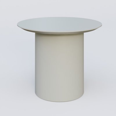 [Pas de famille] - [Pas de sous famille] - Table Basse Fashion Styl piètement colonne en métal D-26cm et plateau bois. Plateau Gris (RAL 7038) et pietement Gris (RAL 7038).