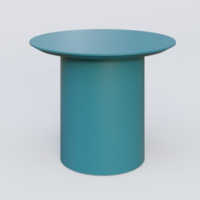 [Pas de famille] - [Pas de sous famille] - Table Basse Fashion Styl piètement colonne en métal D-26cm et plateau bois. Plateau Bleu Petrole (RAL 5025) et pietement Bleu Petrole (RAL 5025).