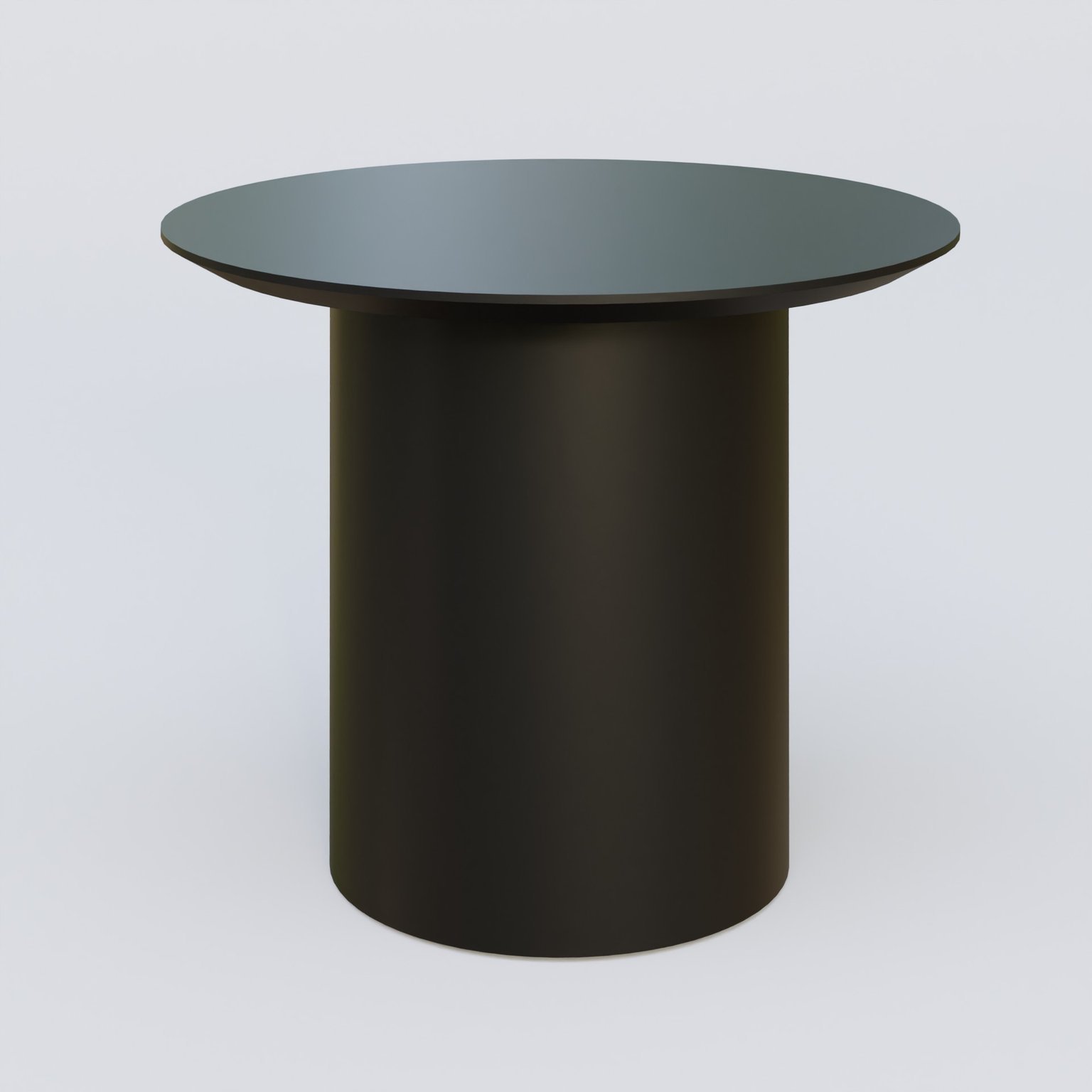 Table Basse Fashion Styl piètement colonne en métal D-26cm et plateau bois. Plateau Noir (RAL 9005) et pietement Noir (RAL 9005).