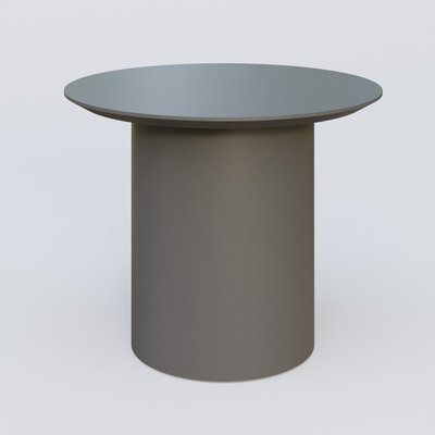 [Pas de famille] - [Pas de sous famille] - Table Basse Fashion Styl piètement colonne en métal D-26cm et plateau bois. Plateau Carbon Grey et pietement Carbon Grey.
