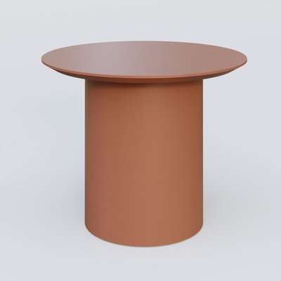 [Pas de famille] - [Pas de sous famille] - Table Basse Fashion Styl piètement colonne en métal D-26cm et plateau bois. Plateau Brun cuivré (RAL 8004) et pietement Brun cuivré (RAL 8004).