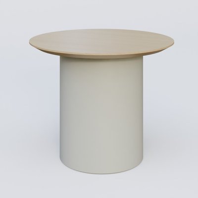 [Pas de famille] - [Pas de sous famille] - Table Basse Fashion Styl piètement colonne en métal D-26cm et plateau bois. Plateau Chêne et pietement Gris (RAL 7038).