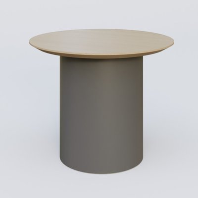 [Pas de famille] - [Pas de sous famille] - Table Basse Fashion Styl piètement colonne en métal D-26cm et plateau bois. Plateau Chêne et pietement Carbon Grey.