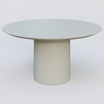 [Pas de famille] - [Pas de sous famille] - Table Basse Fashion Styl piètement colonne en métal D-26cm et plateau bois. Plateau Gris (RAL 7038) et pietement Gris (RAL 7038).