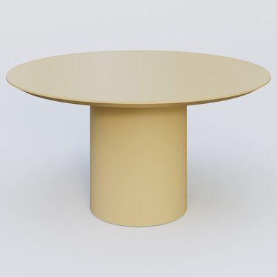 [Pas de famille] - [Pas de sous famille] - Table Basse Fashion Styl piètement colonne en métal D-26cm et plateau bois. Plateau Jaune Cuivre (RAL 1002) et pietement Jaune Cuivre (RAL 1002).