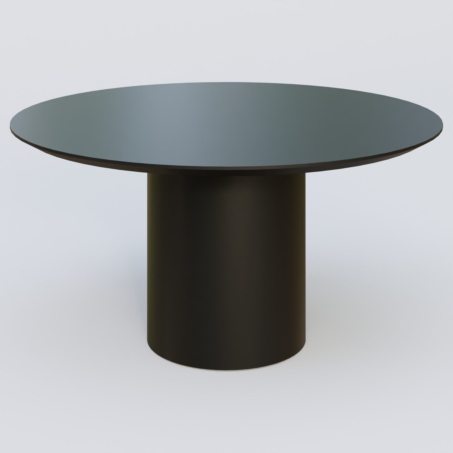 Table Basse Fashion Styl piètement colonne en métal D-26cm et plateau bois. Plateau Noir (RAL 9005) et pietement Noir (RAL 9005).