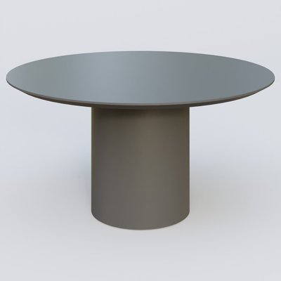 [Pas de famille] - [Pas de sous famille] - Table Basse Fashion Styl piètement colonne en métal D-26cm et plateau bois. Plateau Carbon Grey et pietement Carbon Grey.