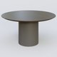 Table Basse Fashion Styl piètement colonne en métal D-26cm et plateau bois. Plateau Chêne Moka et pietement Carbon Grey.