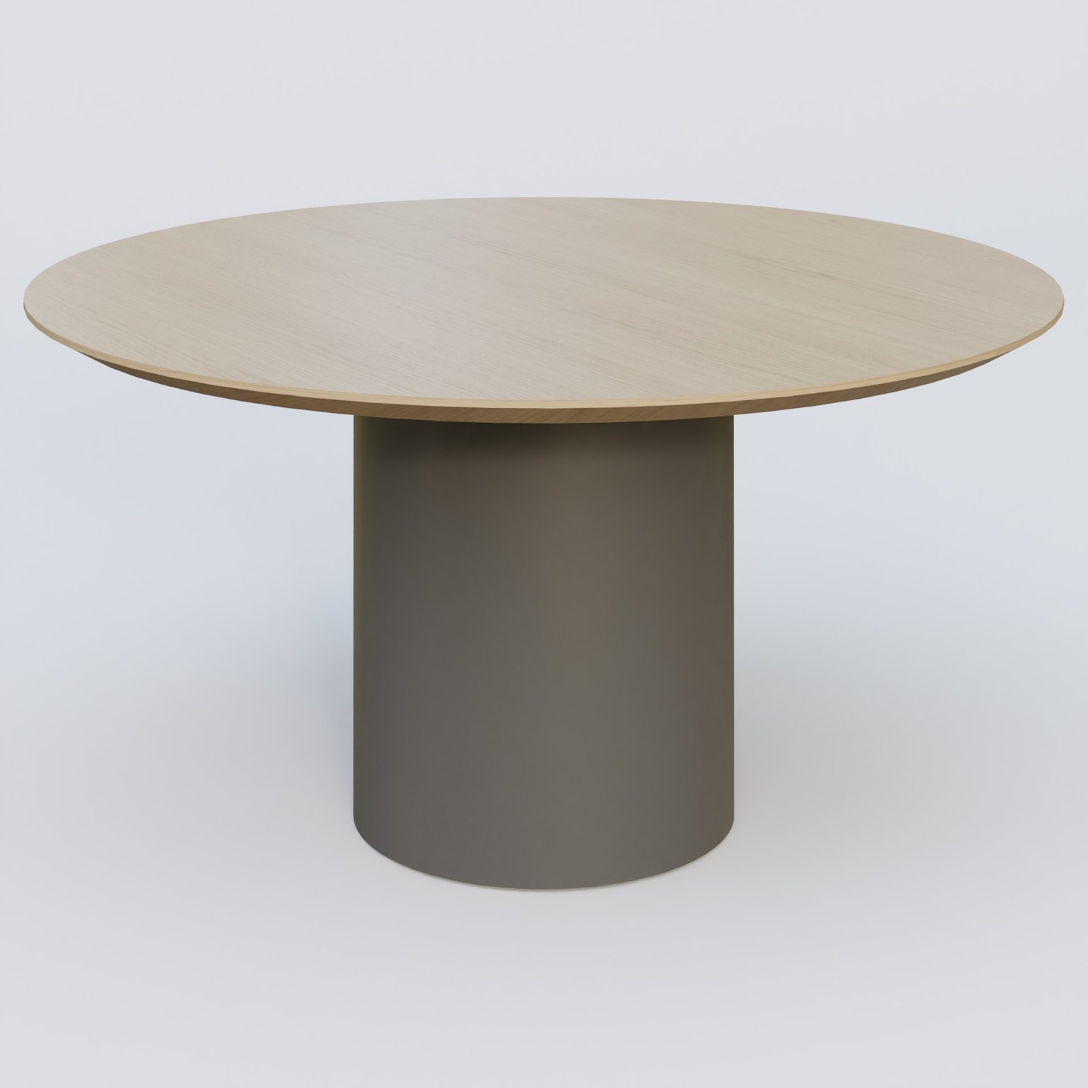 Table Basse Fashion Styl piètement colonne en métal D-26cm et plateau bois. Plateau Chêne et pietement Carbon Grey.