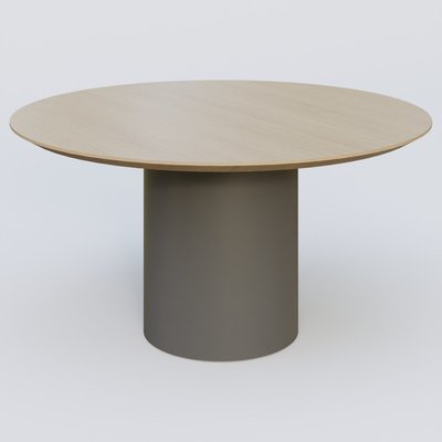 [Pas de famille] - [Pas de sous famille] - Table Basse Fashion Styl piètement colonne en métal D-26cm et plateau bois. Plateau Chêne et pietement Carbon Grey.