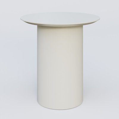 [Pas de famille] - [Pas de sous famille] - Table Basse Fashion Styl piètement colonne en métal D-26cm et plateau bois. Plateau Blanc (RAL 9010) et pietement Blanc (RAL 9010).