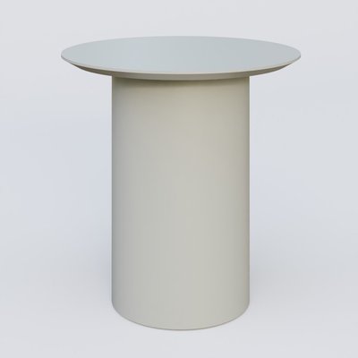 [Pas de famille] - [Pas de sous famille] - Table Basse Fashion Styl piètement colonne en métal D-26cm et plateau bois. Plateau Gris (RAL 7038) et pietement Gris (RAL 7038).