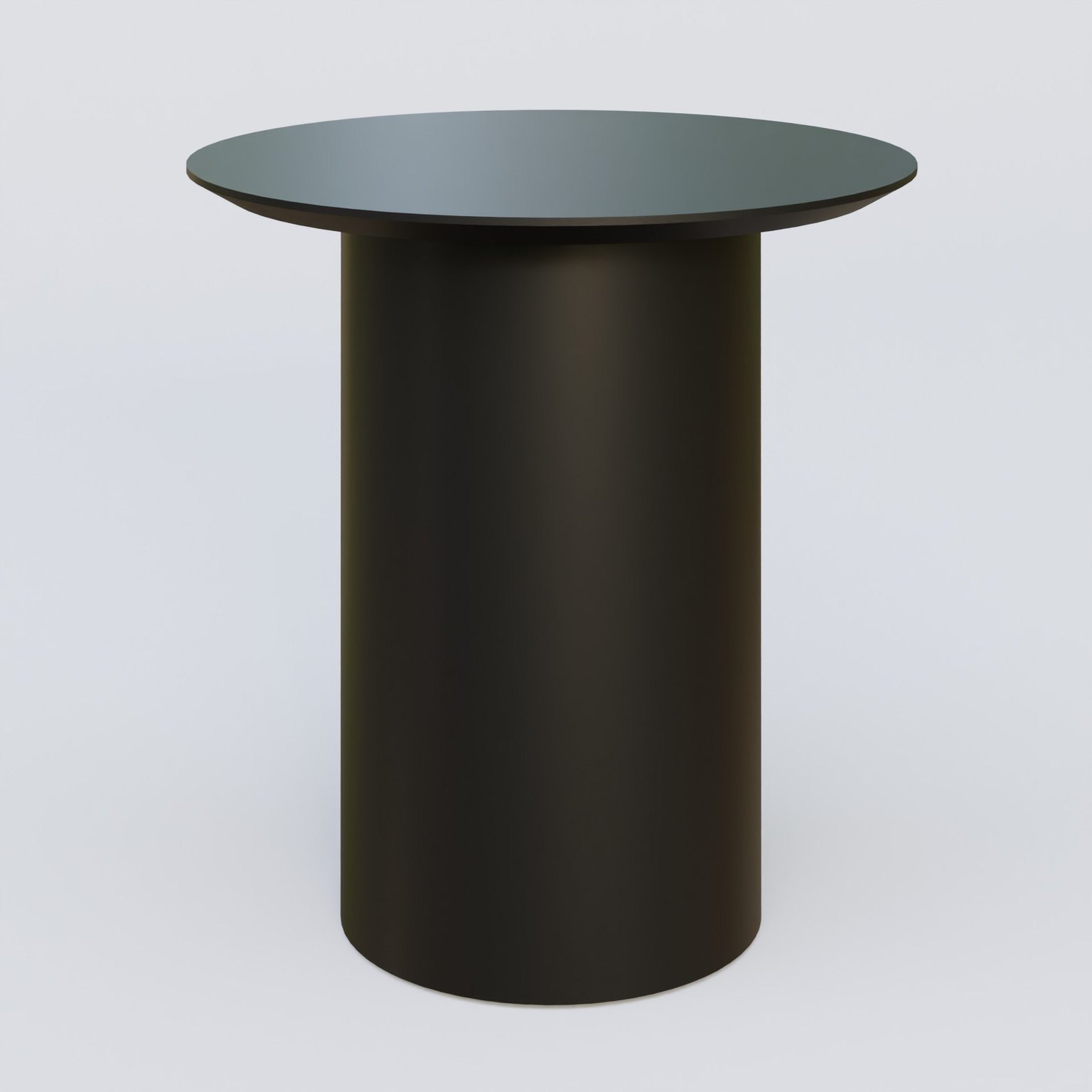 Table Basse Fashion Styl piètement colonne en métal D-26cm et plateau bois. Plateau Noir (RAL 9005) et pietement Noir (RAL 9005).