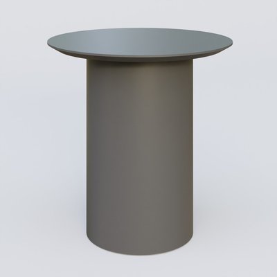 [Pas de famille] - [Pas de sous famille] - Table Basse Fashion Styl piètement colonne en métal D-26cm et plateau bois. Plateau Carbon Grey et pietement Carbon Grey.
