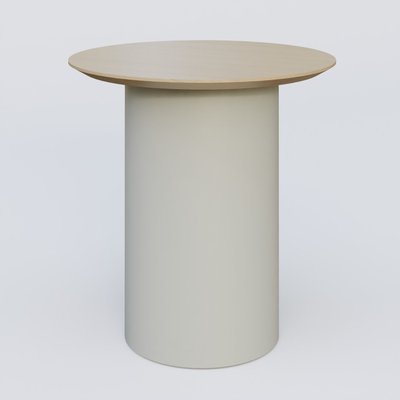 [Pas de famille] - [Pas de sous famille] - Table Basse Fashion Styl piètement colonne en métal D-26cm et plateau bois. Plateau Chêne et pietement Gris (RAL 7038).