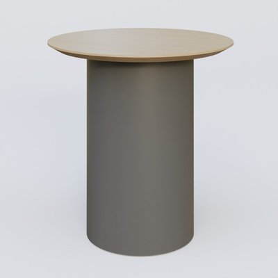 [Pas de famille] - [Pas de sous famille] - Table Basse Fashion Styl piètement colonne en métal D-26cm et plateau bois. Plateau Chêne et pietement Carbon Grey.