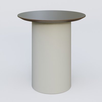 [Pas de famille] - [Pas de sous famille] - Table Basse Fashion Styl piètement colonne en métal D-26cm et plateau bois. Plateau Chêne Moka et pietement Gris (RAL 7038).