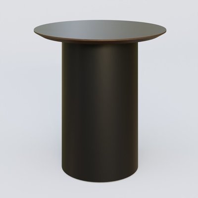 [Pas de famille] - [Pas de sous famille] - Table Basse Fashion Styl piètement colonne en métal D-26cm et plateau bois. Plateau Chêne Moka et pietement Noir (RAL 9005).