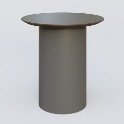[Pas de famille] - [Pas de sous famille] - Table Basse Fashion Styl piètement colonne en métal D-26cm et plateau bois. Plateau Chêne Moka et pietement Carbon Grey.