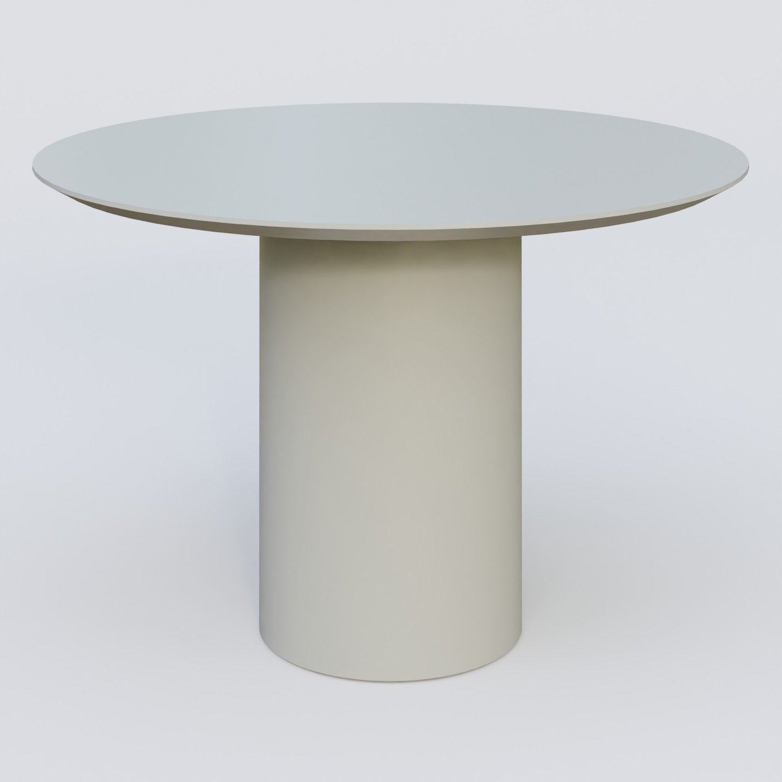 Table Basse Fashion Styl piètement colonne en métal D-26cm et plateau bois. Plateau Gris (RAL 7038) et pietement Gris (RAL 7038).