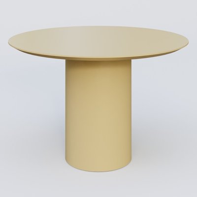 [Pas de famille] - [Pas de sous famille] - Table Basse Fashion Styl piètement colonne en métal D-26cm et plateau bois. Plateau Jaune Cuivre (RAL 1002) et pietement Jaune Cuivre (RAL 1002).
