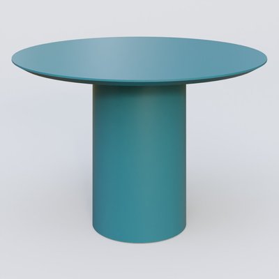[Pas de famille] - [Pas de sous famille] - Table Basse Fashion Styl piètement colonne en métal D-26cm et plateau bois. Plateau Bleu Petrole (RAL 5025) et pietement Bleu Petrole (RAL 5025).