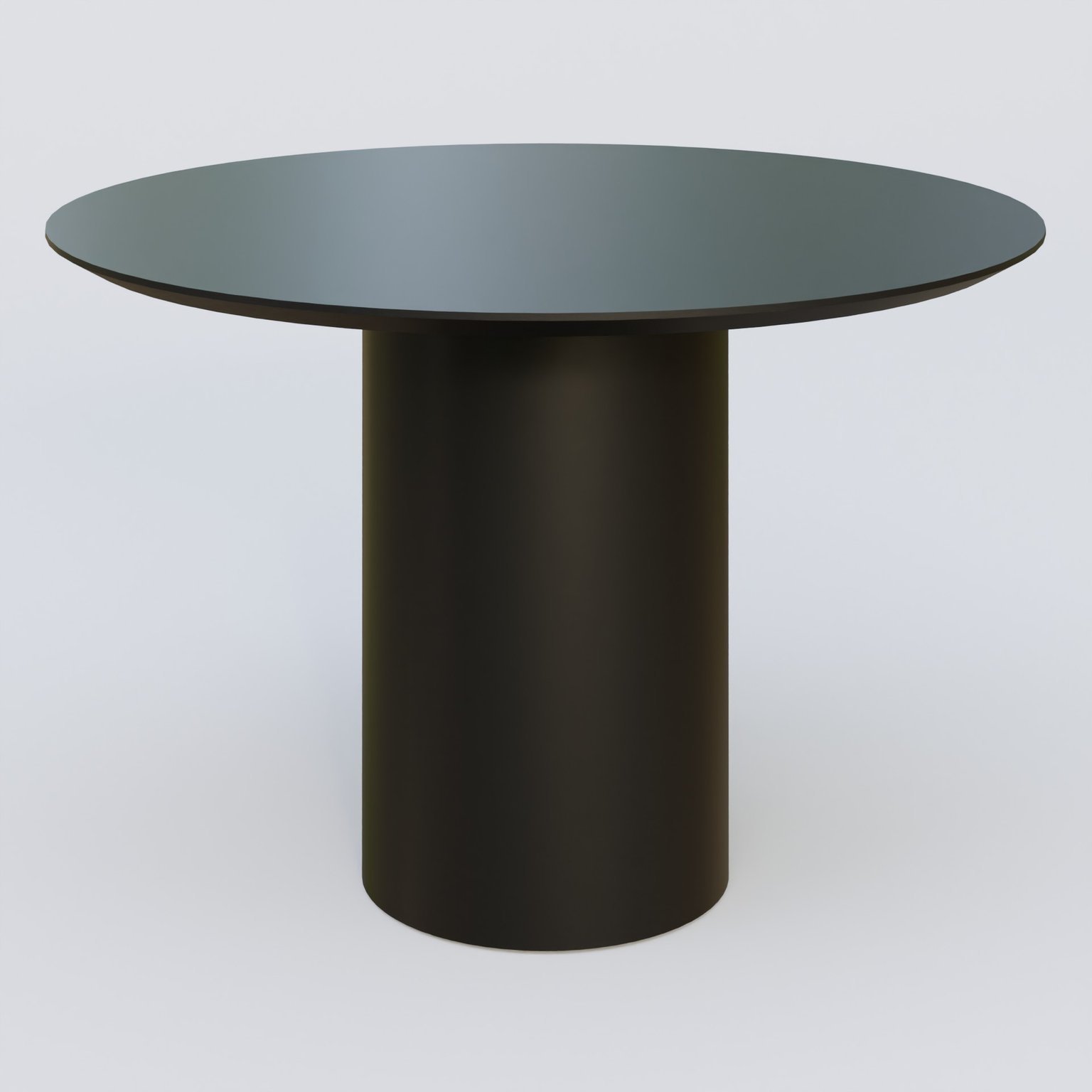 Table Basse Fashion Styl piètement colonne en métal D-26cm et plateau bois. Plateau Noir (RAL 9005) et pietement Noir (RAL 9005).