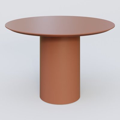 [Pas de famille] - [Pas de sous famille] - Table Basse Fashion Styl piètement colonne en métal D-26cm et plateau bois. Plateau Brun cuivré (RAL 8004) et pietement Brun cuivré (RAL 8004).