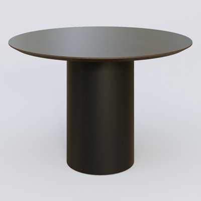 [Pas de famille] - [Pas de sous famille] - Table Basse Fashion Styl piètement colonne en métal D-26cm et plateau bois. Plateau Chêne Moka et pietement Noir (RAL 9005).