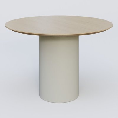 [Pas de famille] - [Pas de sous famille] - Table Basse Fashion Styl piètement colonne en métal D-26cm et plateau bois. Plateau Chêne et pietement Gris (RAL 7038).