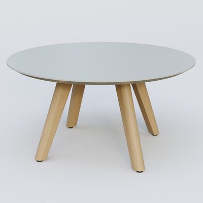 [Pas de famille] - [Pas de sous famille] - Table Basse Fashion Styl piètement 3 pieds en bois et plateau bois. Plateau Gris (RAL 7038) et pietement Chêne.