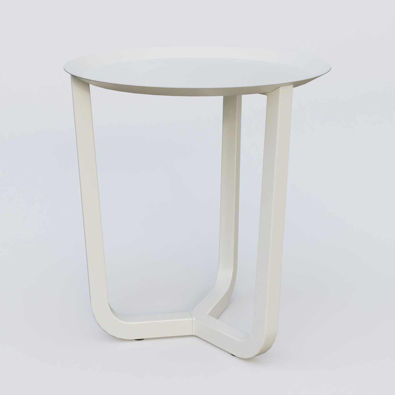 Table Basse Fashion Styl piètement tryptique. Plateau Blanc (RAL 9010) et pietement Blanc (RAL 9010).