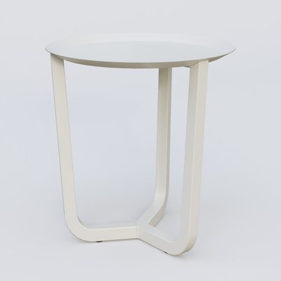[Pas de famille] - [Pas de sous famille] - Table Basse Fashion Styl piètement tryptique. Plateau Blanc (RAL 9010) et pietement Blanc (RAL 9010).