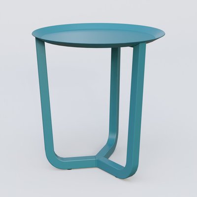 [Pas de famille] - [Pas de sous famille] - Table Basse Fashion Styl piètement tryptique. Plateau Bleu Petrole (RAL 5025) et pietement Bleu Petrole (RAL 5025).