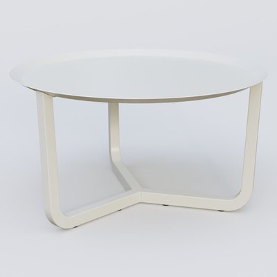 [Pas de famille] - [Pas de sous famille] - Table Basse Fashion Styl piètement tryptique. Plateau Blanc (RAL 9010) et pietement Blanc (RAL 9010).