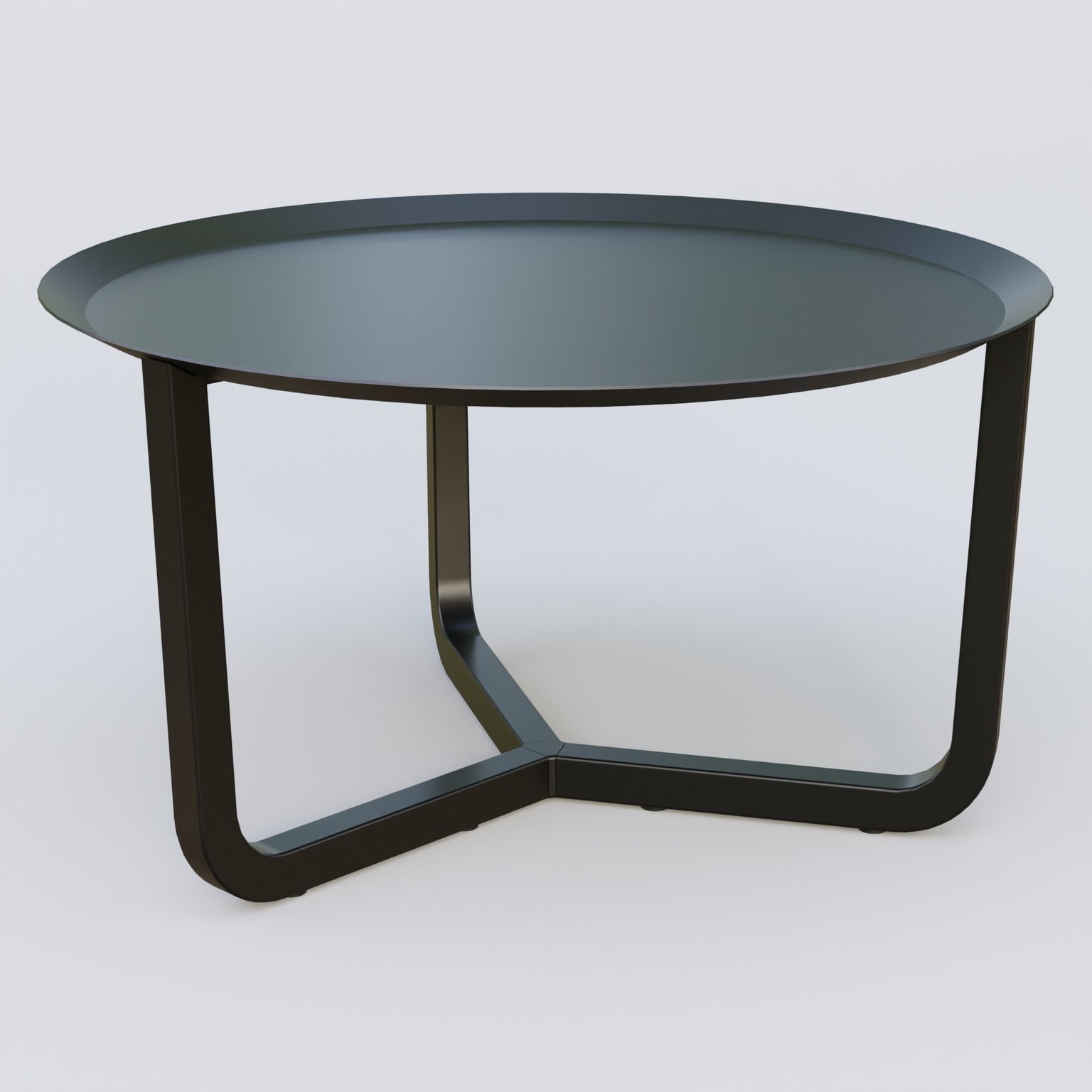 Table Basse Fashion Styl piètement tryptique. Plateau Noir (RAL 9005) et pietement Noir (RAL 9005).