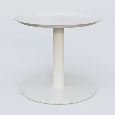 [Pas de famille] - [Pas de sous famille] - Table Basse Fashion Styl piètement colonne métalique. Plateau Blanc (RAL 9010) et pietement Blanc (RAL 9010).