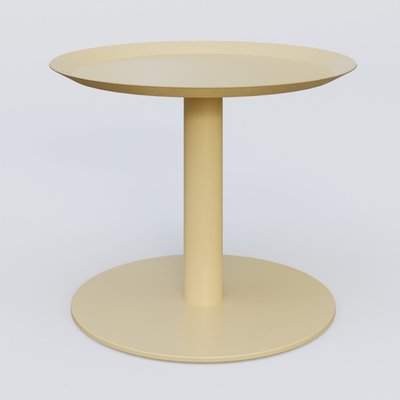 [Pas de famille] - [Pas de sous famille] - Table Basse Fashion Styl piètement colonne métalique. Plateau Jaune Cuivre (RAL 1002) et pietement Jaune Cuivre (RAL 1002).