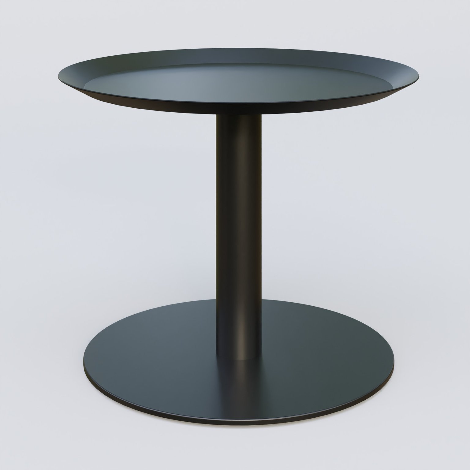 Table Basse Fashion Styl piètement colonne métalique. Plateau Noir (RAL 9005) et pietement Noir (RAL 9005).
