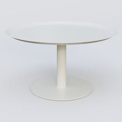 [Pas de famille] - [Pas de sous famille] - Table Basse Fashion Styl piètement colonne métalique. Plateau Blanc (RAL 9010) et pietement Blanc (RAL 9010).