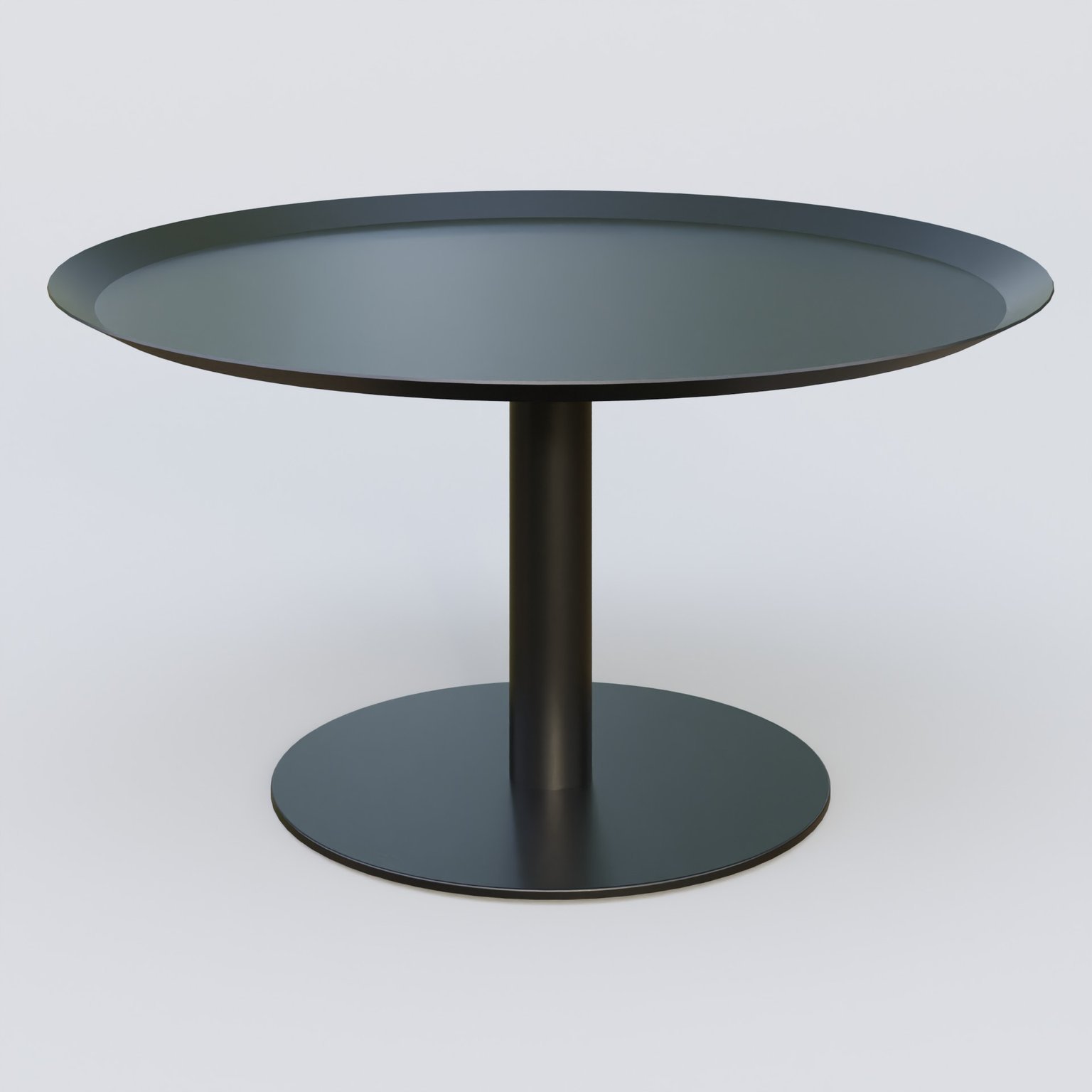 Table Basse Fashion Styl piètement colonne métalique. Plateau Noir (RAL 9005) et pietement Noir (RAL 9005).