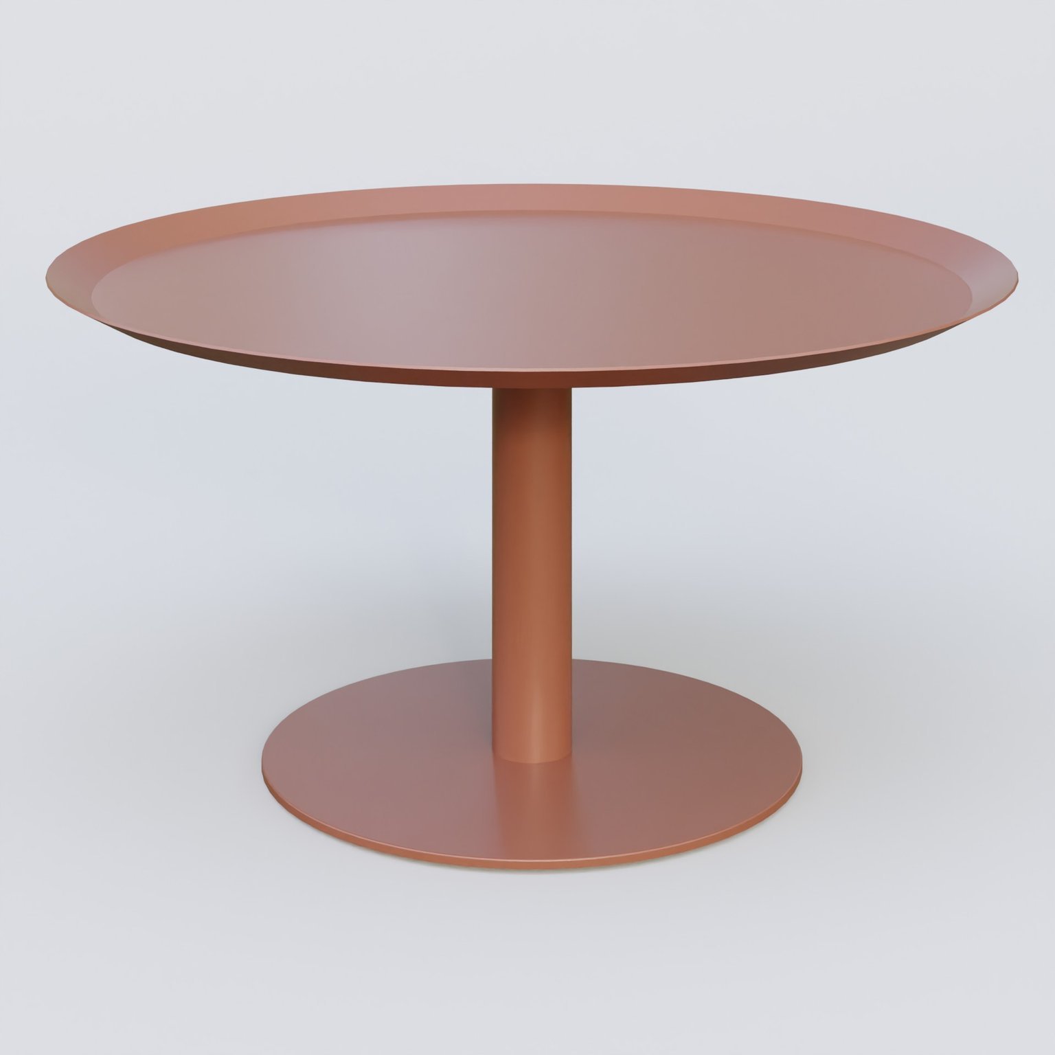 Table Basse Fashion Styl piètement colonne métalique. Plateau Brun cuivré (RAL 8004) et pietement Brun cuivré (RAL 8004).
