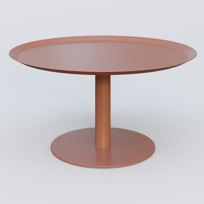[Pas de famille] - [Pas de sous famille] - Table Basse Fashion Styl piètement colonne métalique. Plateau Brun cuivré (RAL 8004) et pietement Brun cuivré (RAL 8004).