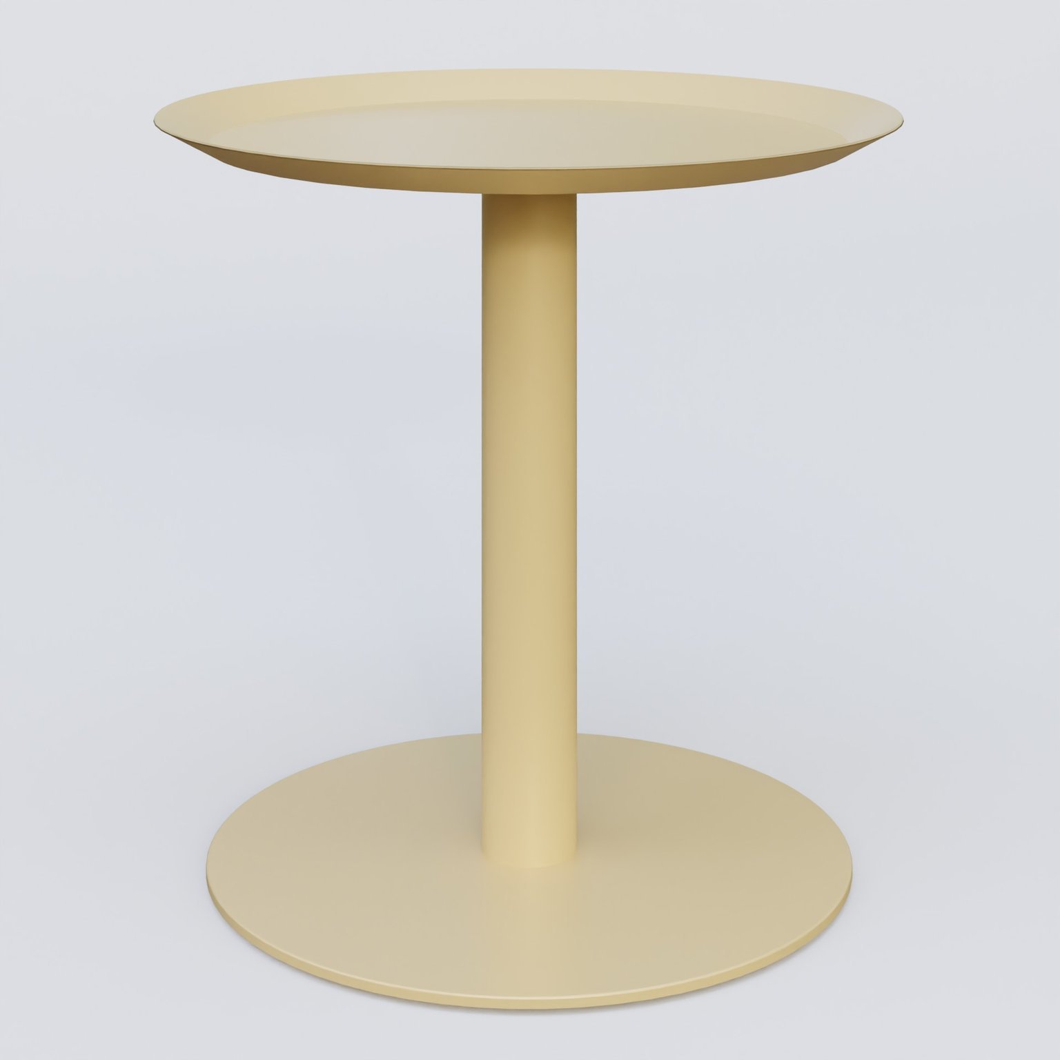 Table Basse Fashion Styl piètement colonne métalique. Plateau Jaune Cuivre (RAL 1002) et pietement Jaune Cuivre (RAL 1002).